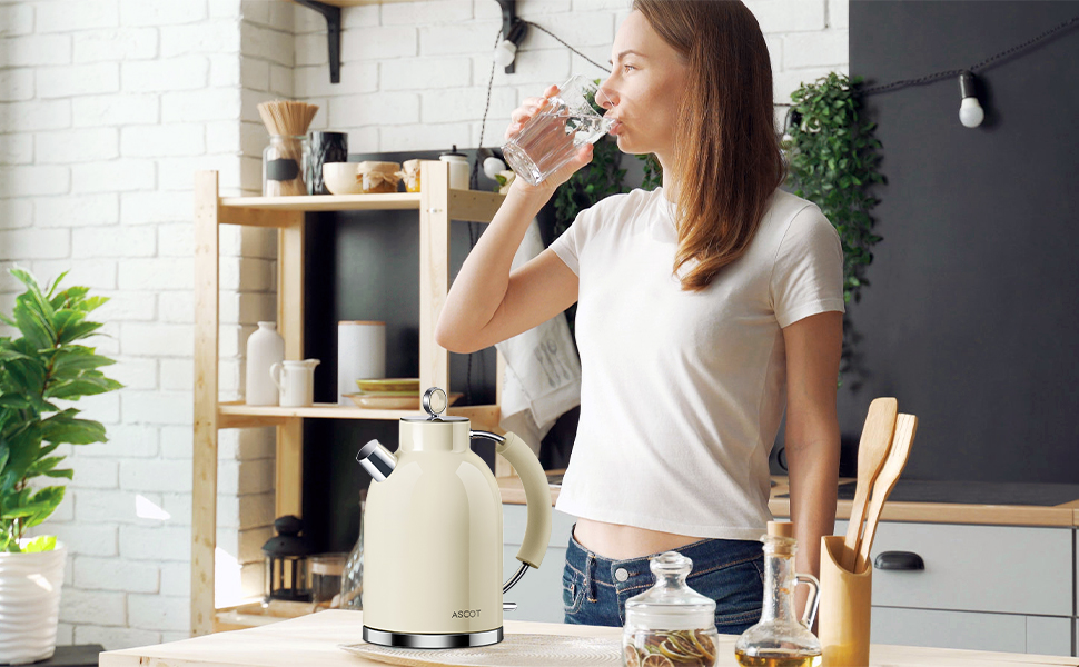 ASCOT Stainless Steel Electric Kettle - 1.5L Cordless Kettle with Auto Shutoff & Dry Boil Protection - Perfect Gift for Men, Women, & Family