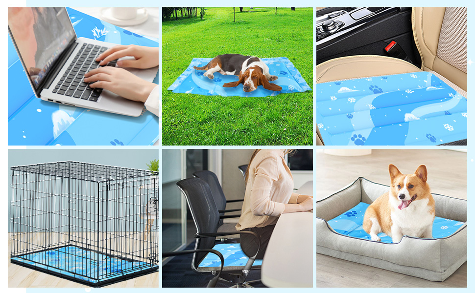 Охолоджуючий килимок для собак та котів з нетоксичним гелем, самоохолоджуючий, зносостійкий, синій, 50*90 см