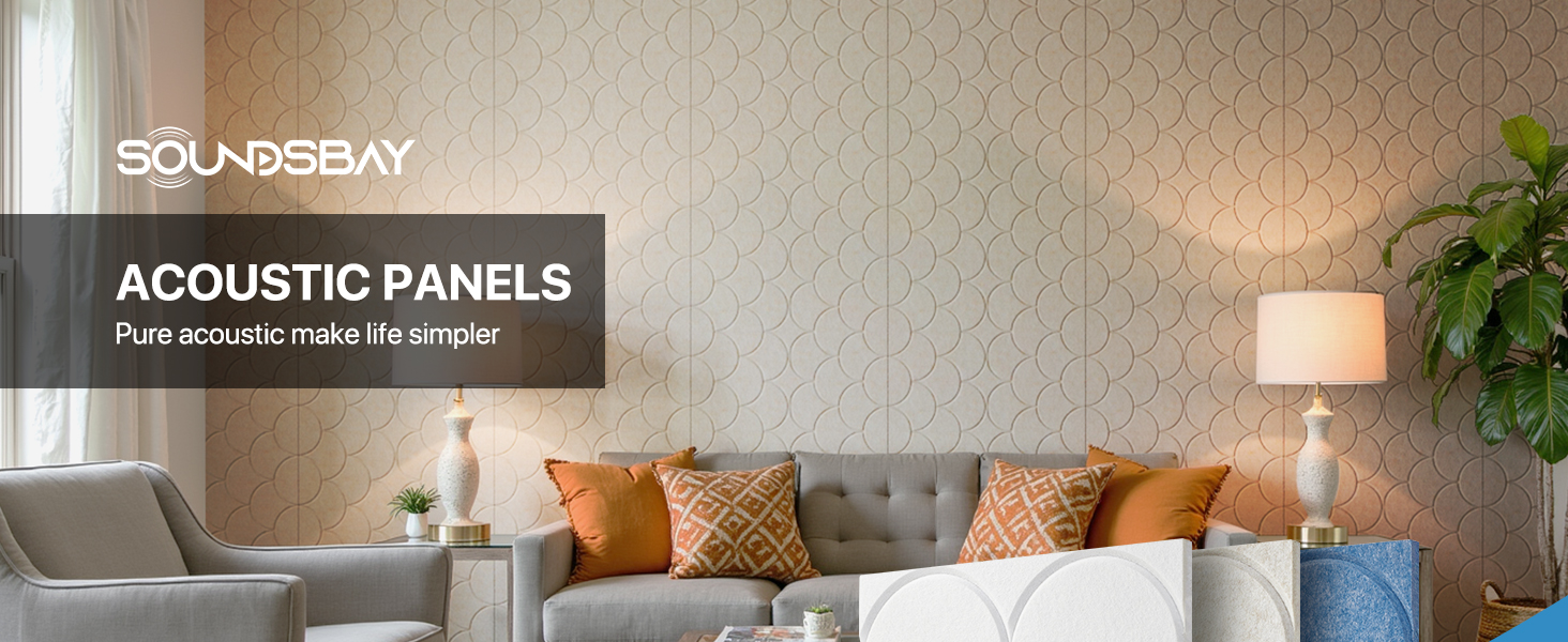 Акустичні панелі Soundsbay 12 шт., самоклейні звукопоглинаючі плити з поліестеру для шумоізоляції та декору стін, 30x30x0.9 см, білий колір