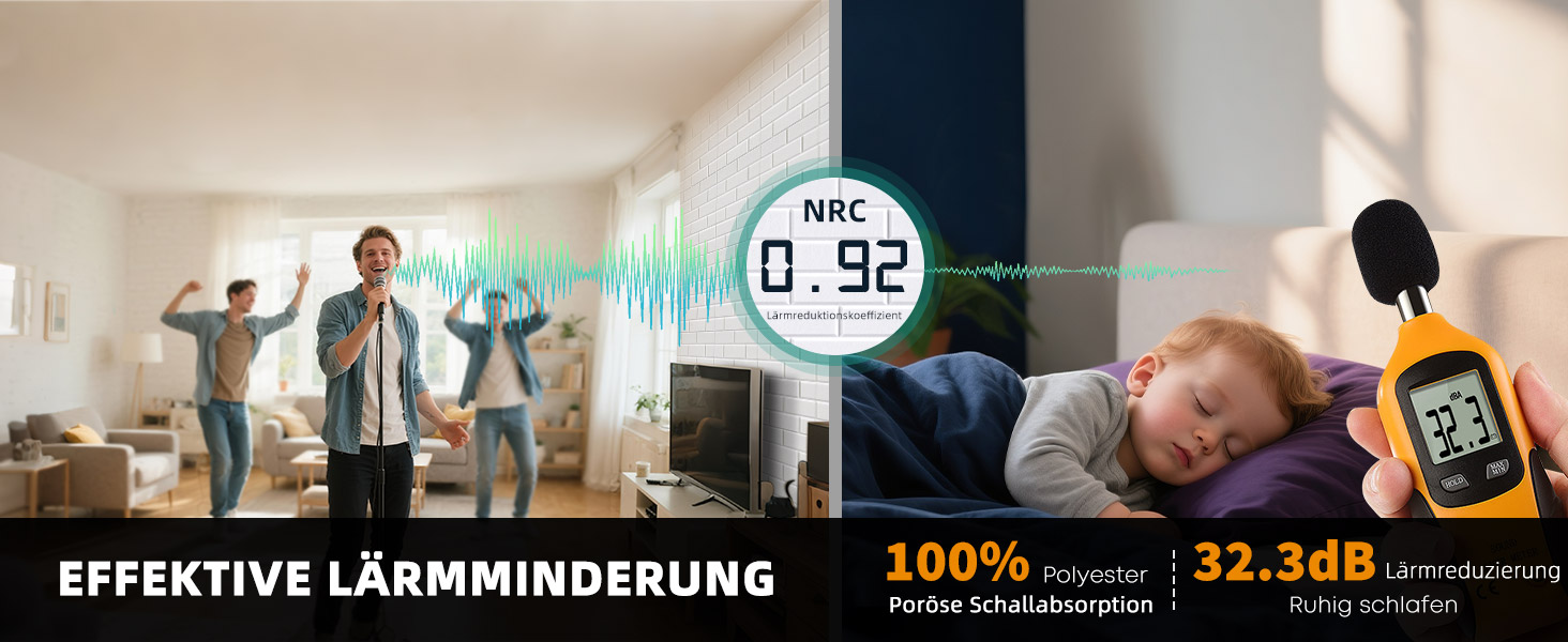 Акустичні панелі Jamelo 3D цегла, самоклеючі панелі для звукоізоляції та декору стін (30x30x0,9 см, чорні, 12 шт.) для студії, спальні та офісу