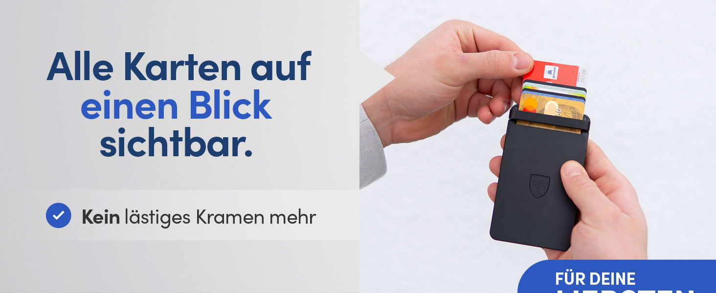 TRAVANDO SLYDE: Тонке шкіряне картхолдер з RFID захистом для чоловіків - 6 карт, картхолдер-портмоне (Чорний)