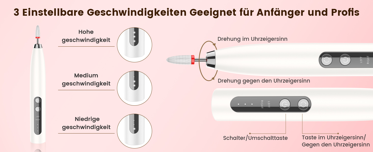 Електричний фрезер для нігтів DOCOCO з USB-C, для гелю та акрилу, манікюрний набір
