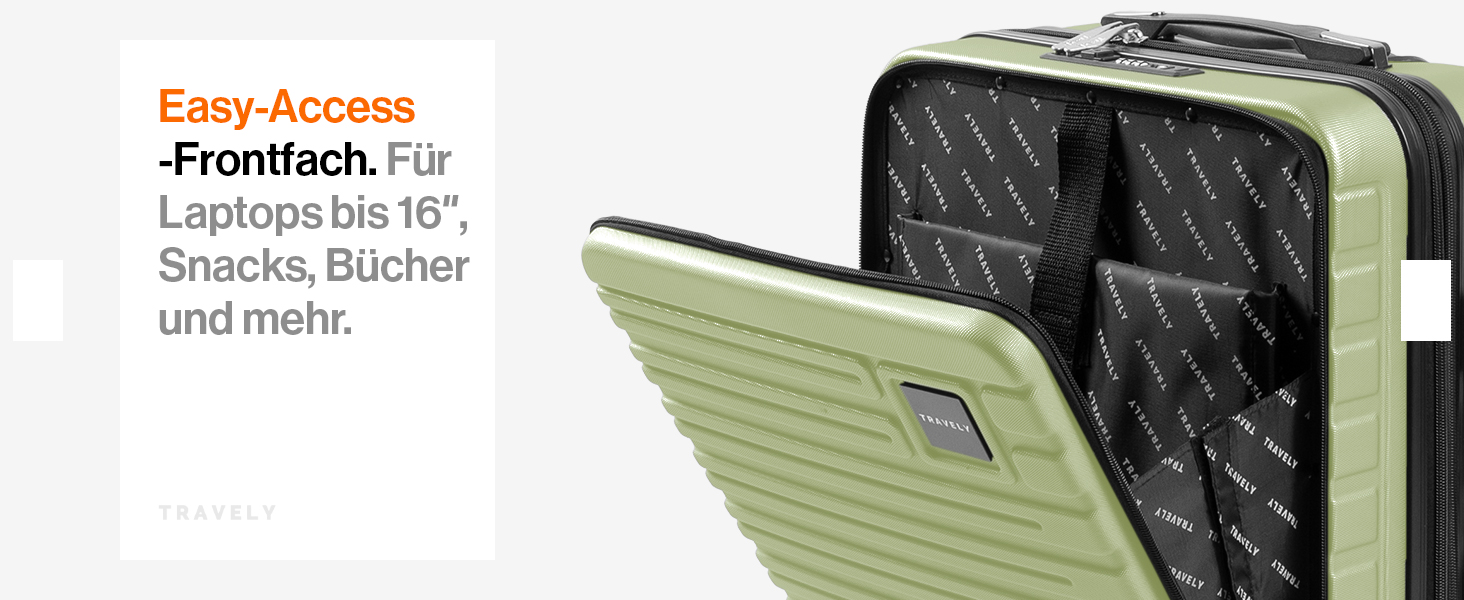 Чемодан Travely з полікарбонату, 77 см, XL, 100 л - міцний валіза з TSA замком та відділенням для ноутбука (55x40x23 см), колір: Небесно-зелений
