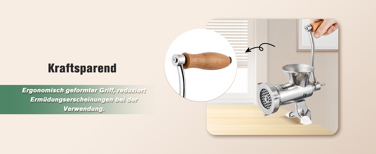 М'ясорубка ручна Huanyu з нержавіючої сталі, насадка для ковбас та печива, миється в посудомийній машині (№8)