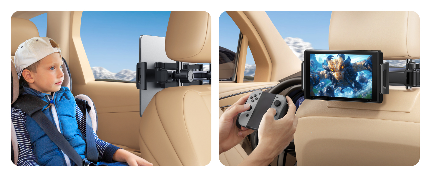 Тримач для планшета UGREEN в авто: 360° обертання, складна конструкція, універсальний для iPad, iPhone, Switch, Kindle (4.7-9.8 дюймів)