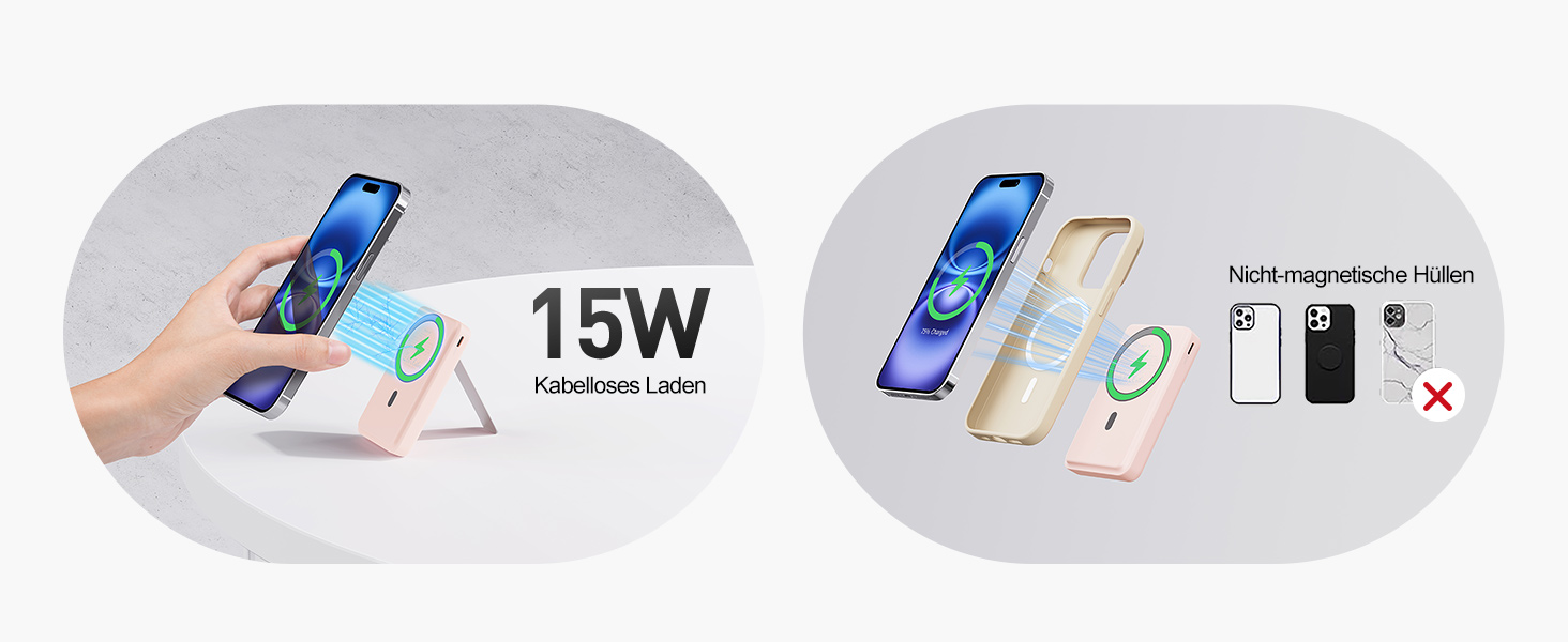Магнітний бездротовий павербанк iWALK Magnetic 15W 10000mAh, Qi2 сертифікований, з LED-дисплеєм та підставкою, швидка зарядка для iPhone 16/15/14/13/12 Pro Max/Plus/Mini, Рожевий