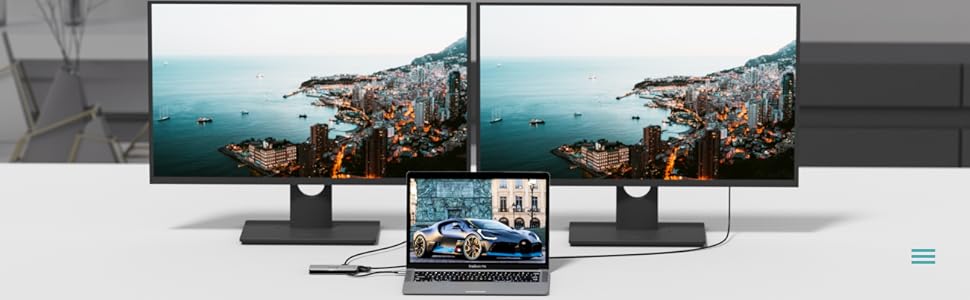 Док-станція USB-C для ноутбука з підтримкою 2 моніторів 4K, 13 в 1, з DisplayPort, HDMI, USB3.1, RJ45, 100W PD, кардридер, аудіо/мікрофон, для Dell HP (сірий)
