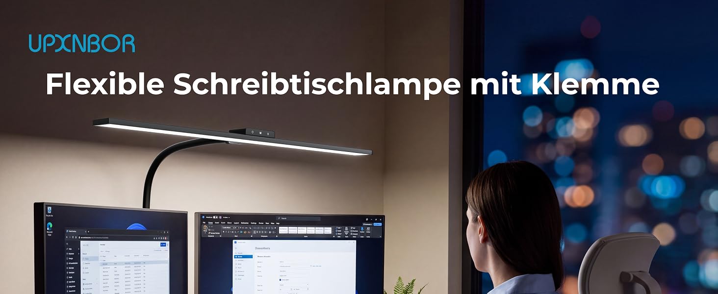 Світлодіодна настільна лампа для монітора LED, димнувана, 80 см, чорна (затискач)