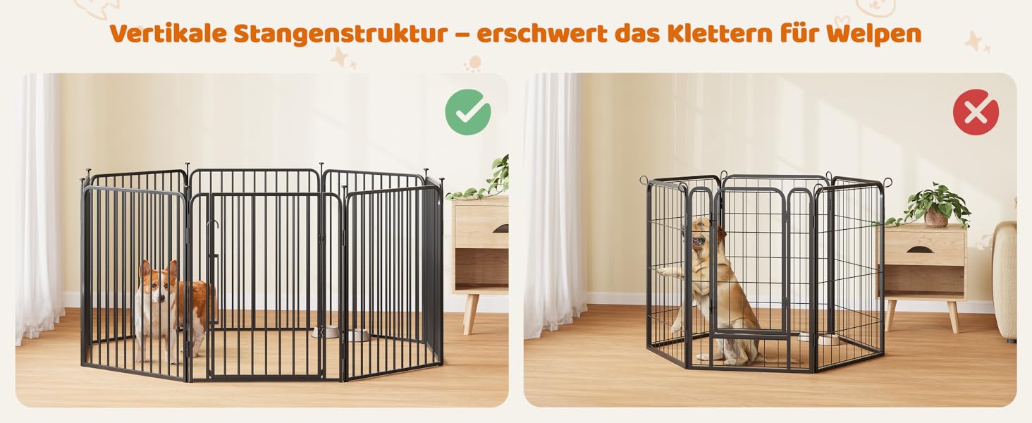 Вольєр для цуценят Yaheetech 8-секційний, 80 см, з замком, захист від подряпин, міцні металеві прути, для дому та саду