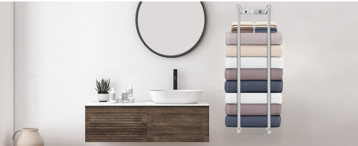 Стійка для рушників LIVEHITOP без свердління, 75 см, нержавіюча сталь, велика місткість, для ванної кімнати