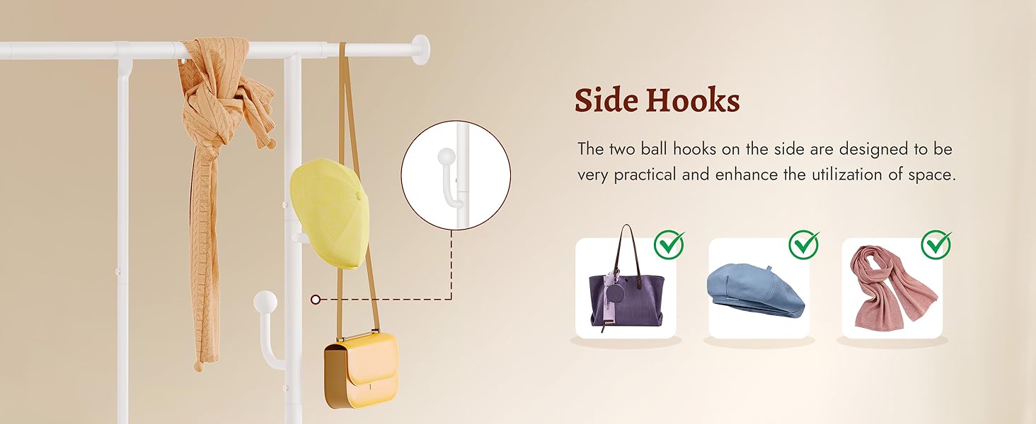 Кледірний стійка FAVOOSTY на колесах, мобільний, металевий, чорно-білий, регульований, 89.50×39.00×161.20 см