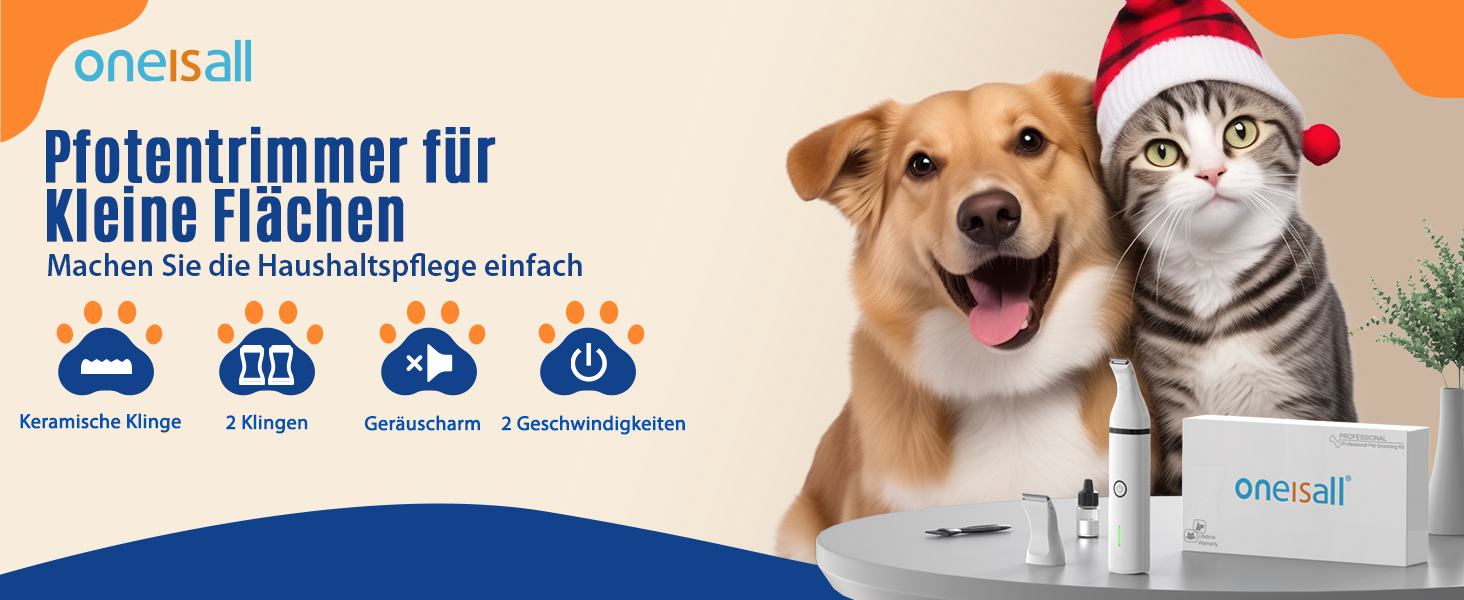 Триммер для собак Oneisall з подвійними лезами: для догляду за лапами, очима, вухами, обличчям та тілом