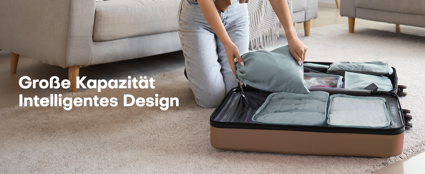 Органайзери для валізи 8 шт., дорожні куби для подорожей, водонепроникні, з косметичкою, сірі