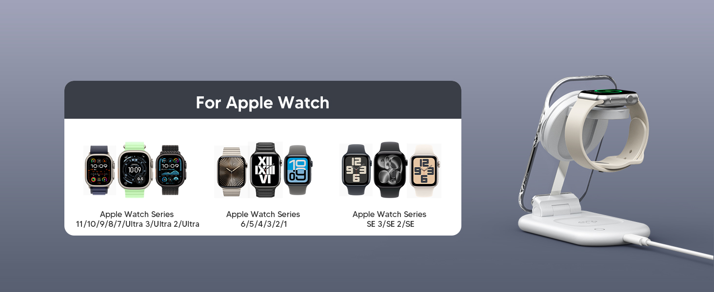 Зарядний пристрій MagSafe 3-в-1 для iPhone та Apple Watch, складний, білий (Elfenbeinweiß)