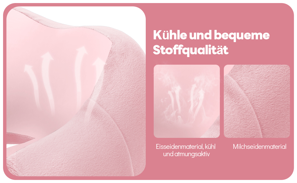 Подушка для шиї у літак - подушка для подорожей Memory Foam, ергономічна форма - подушка для шиї з маскою для сну, навушниками, сумкою - ідеальна для літака, подорожей, офісу, дому Рожева