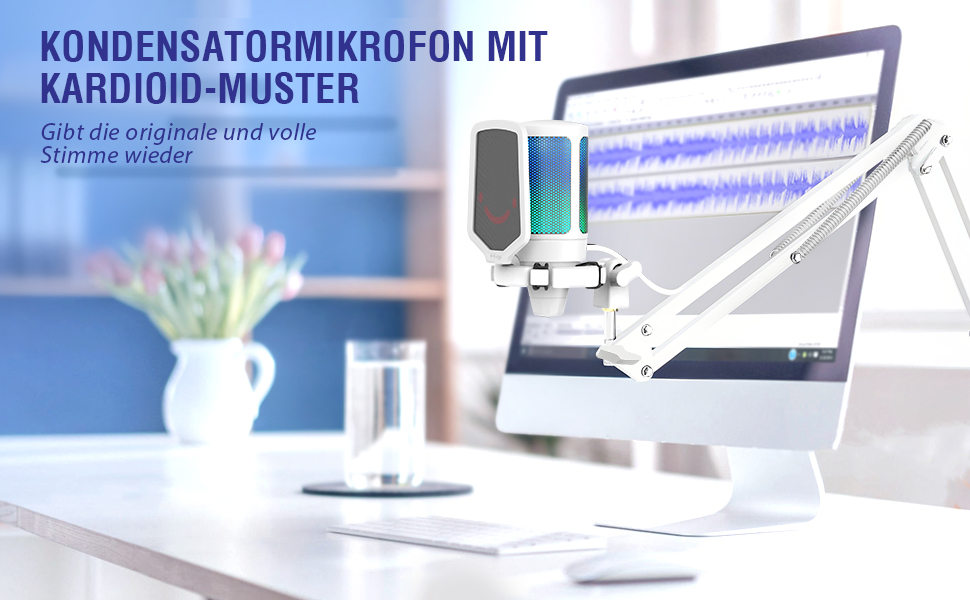 Ігровий мікрофон FIFINE з кріпленням, USB мікрофон для запису подкастів, стрімінгу, студії, MAC, PS4, PS5 (Мікрофон+Кріплення)