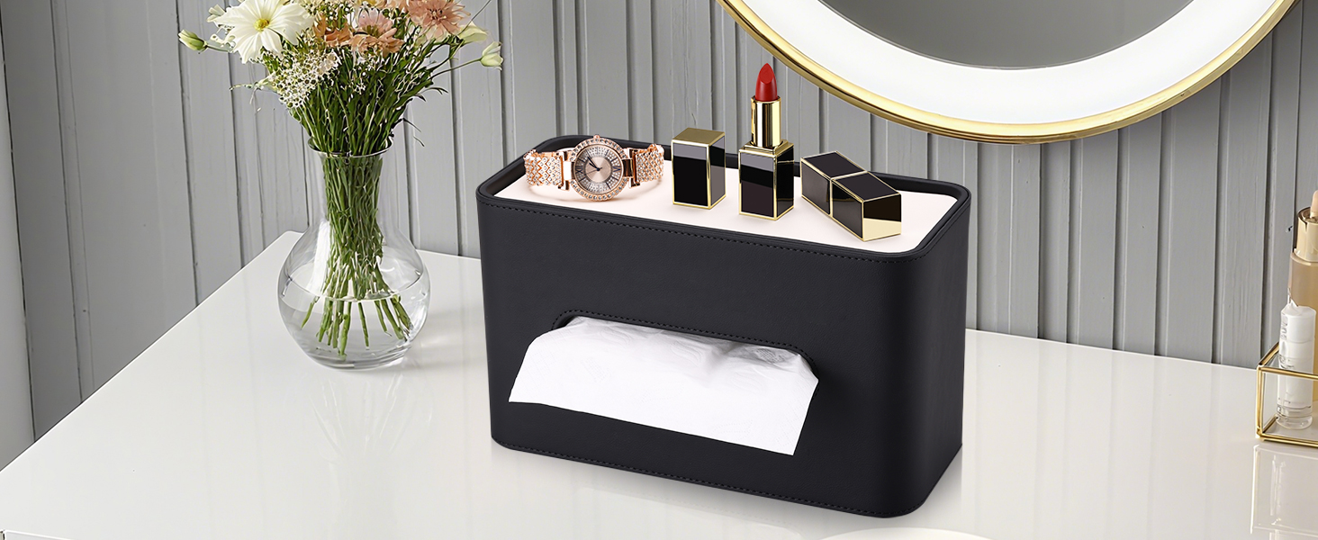 Скріпка для серветок GORESE, шкіряна, квадратна, чорна (15x15x15.8 см)