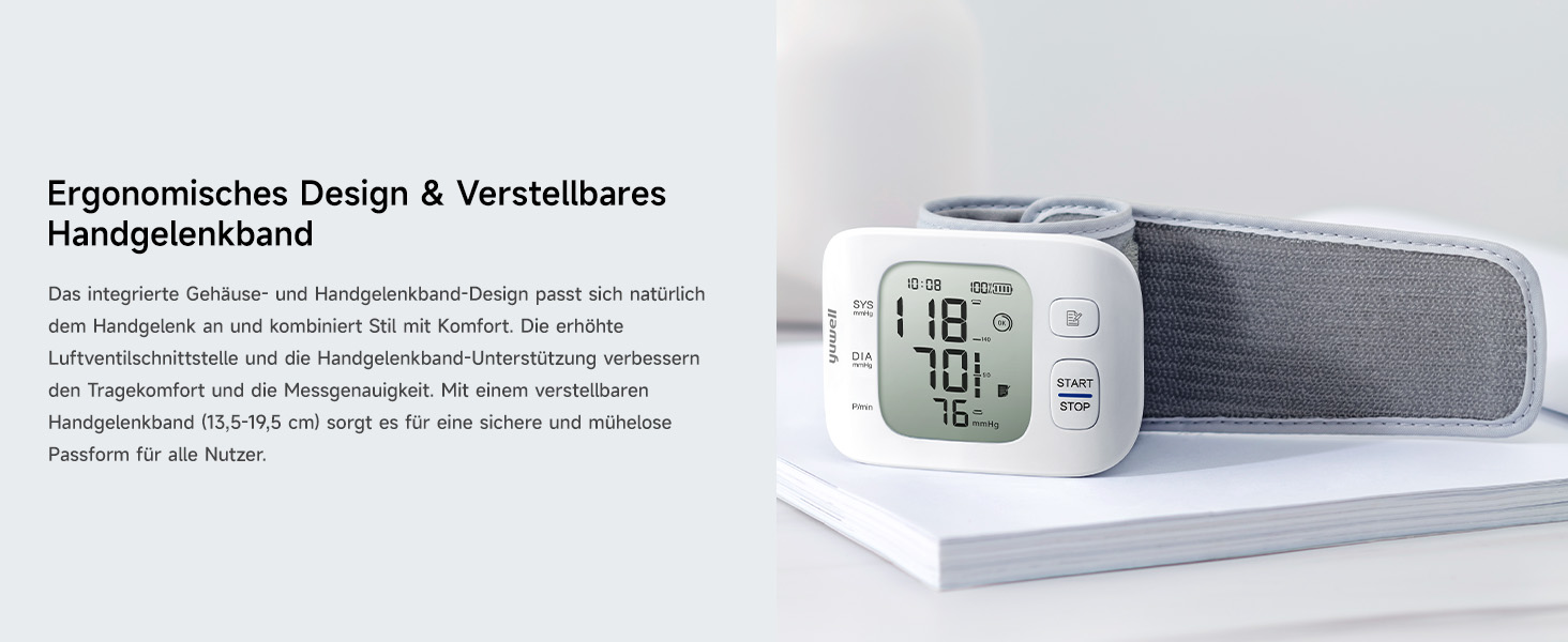 Тонометр Yuwell YE8800CR на зап'ясті, акумуляторний, для дому, з виявленням аритмії, з чохлом та USB-кабелем