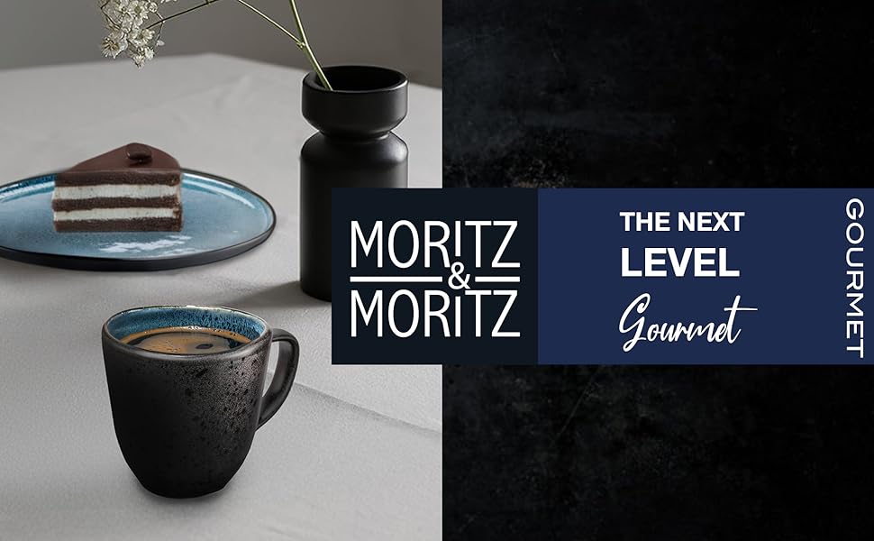Набір келихів для кави Moritz & Moritz ORGANIC, 6 шт. - блакитні келихи з каменю з унікальним градієнтом, придатні для миття в посудомийній машині