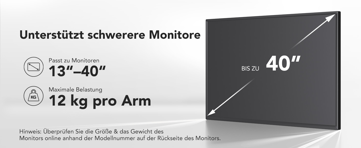 Кріплення для монітора HUANUO Gaming, 2 монітори, до 40 дюймів, регулювання висоти, USB, VESA, чорний