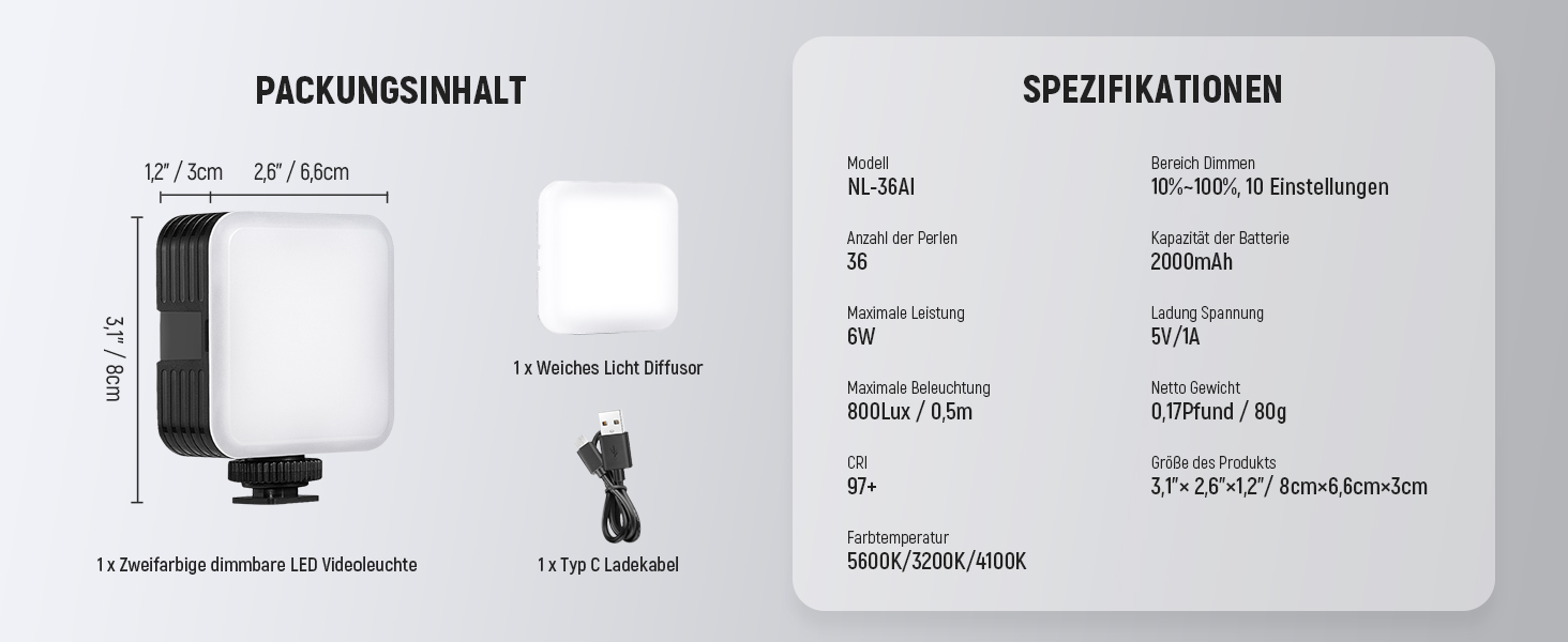 NEEWER NL-36AI RGB LED панель для відеозйомки: 8W, 2700K–7500K, регульоване RGB освітлення, 4000mAh, металева, для DSLR, стрімінгу