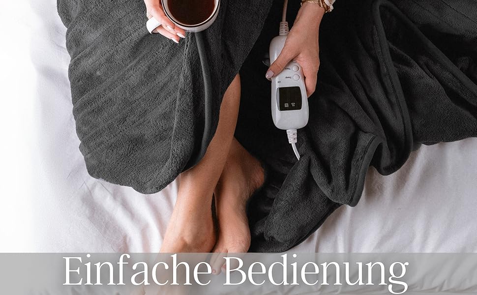 Електрична ковдра Steinborg з підігрівом, 180x130 см, 9 температурних режимів, таймер, пульт ДУ, прання 30°C