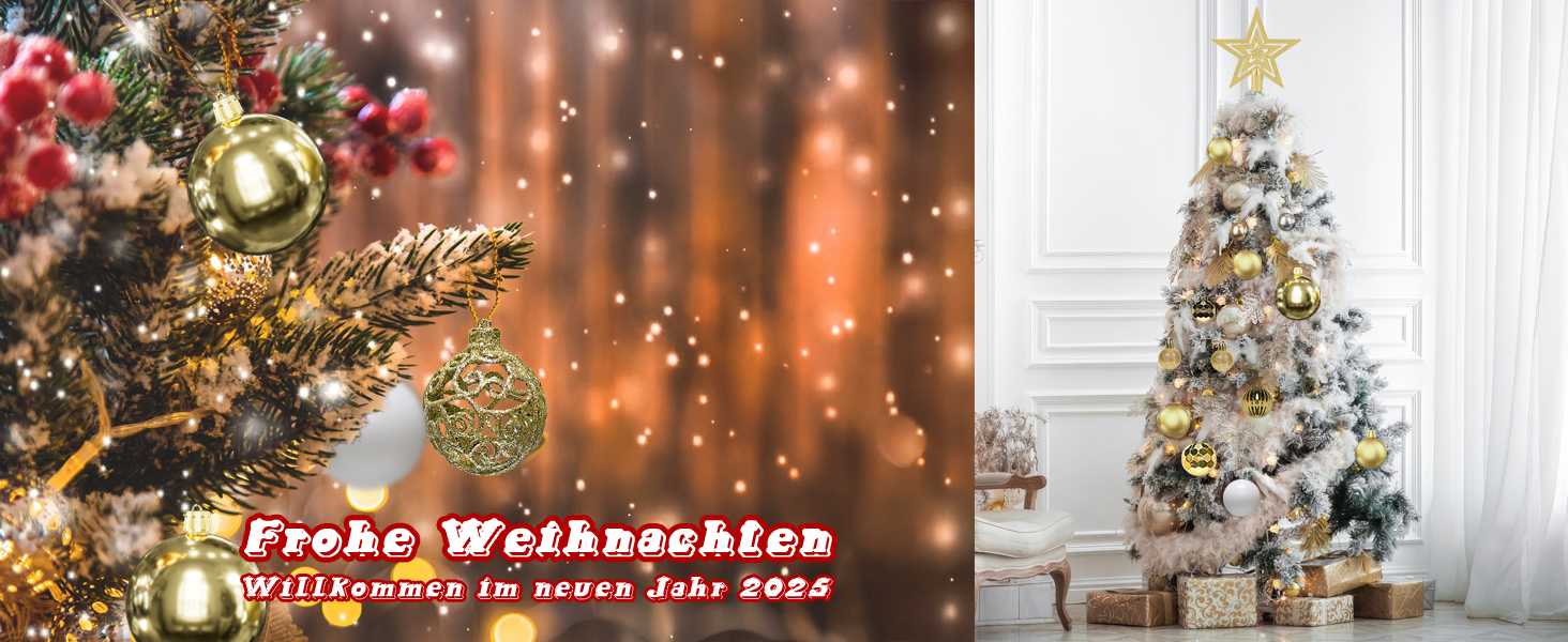 Набір прикрас на ялинку 101 шт. Золоті ялинкові кулі, ялинкова прикраса, набір ялинкових кульок, ялинкова зірка, матові та глянцеві, багаторазові, 3, 4, 6 см