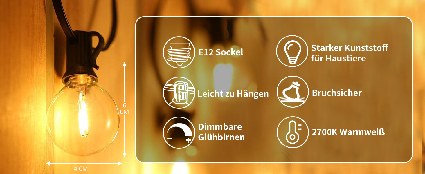 LED гірлянда Yuusei для декору: 100+4 лампочки, тепле світло, IP45, 45м (2x30м), для саду, балкону, вечірки