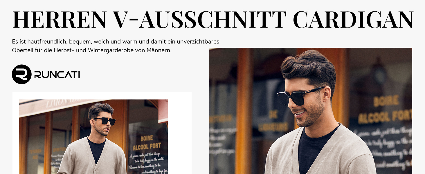 Чоловічий в'язаний кардиган Runcati без коміра V-подібний виріз, легка перехідна куртка сірого кольору, розмір M