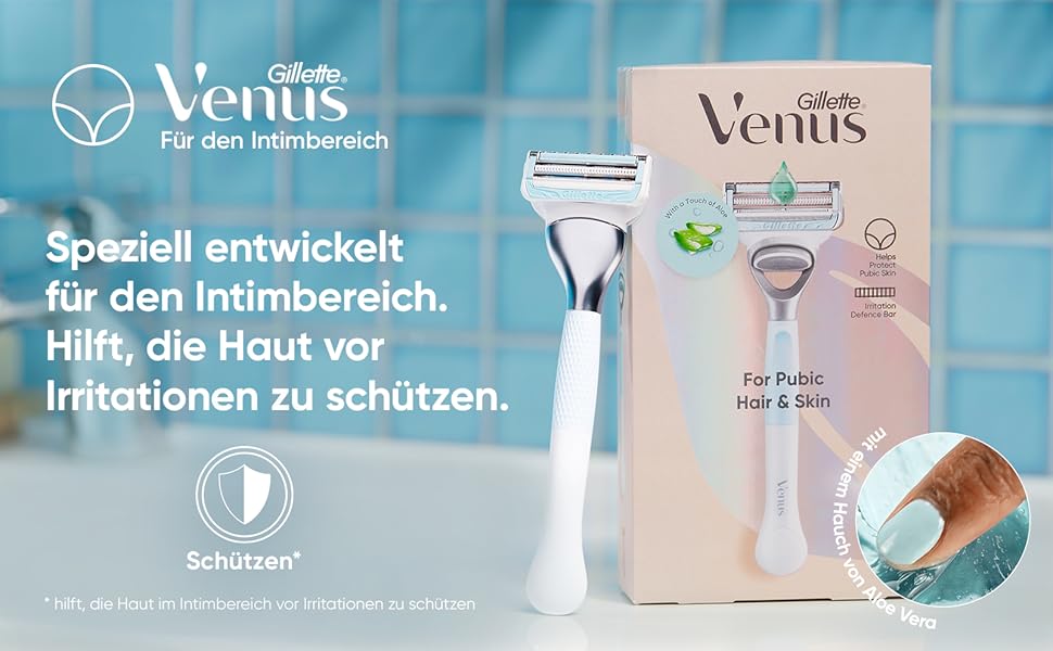 Жіноча бритва для бікіні Gillette Venus для чутливої шкіри з набором із 5 змінних касет, вологий гоління, захист від подразнень