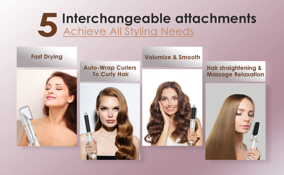 Набір Airstyler Blanco: фен-щітка, плойка для локонів, 1000W, багатофункціональний, для укладки, сушки, об'єму