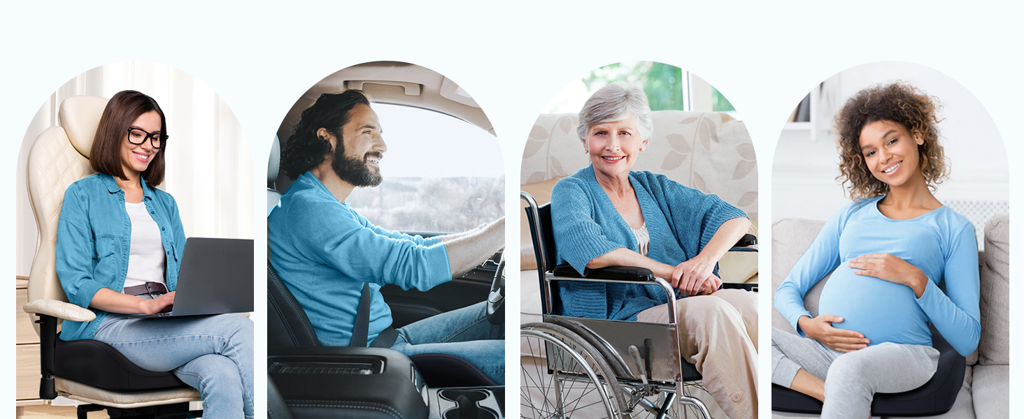 Ортопедична подушка для сидіння Benazcap Donut – для офісного крісла, авто та інвалідного візка. З ергономічної піни пам'яті для геморою, ішіасу, вагітності та після пологів (чорний)