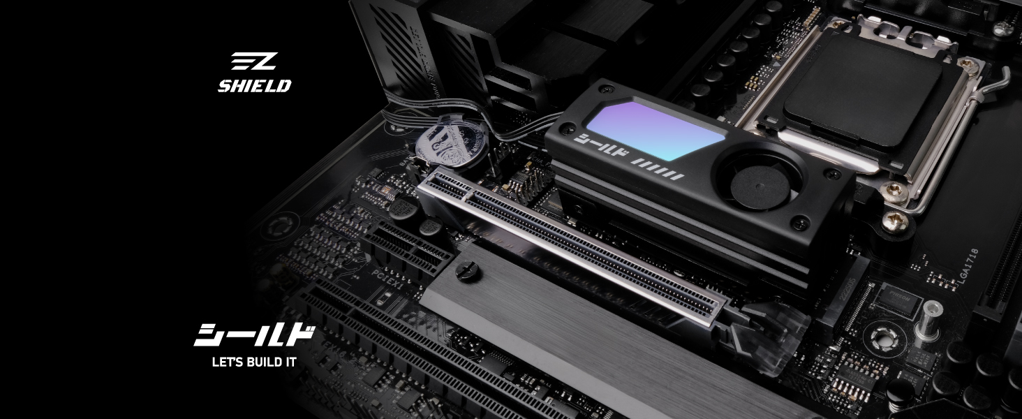 Охолоджувач SSD M.2 EZDIY-FAB Shield ARGB з вентилятором 20mm PWM, алюмінієвий корпус, підтримка ARGB 5V 3-Pin, чорний, 1 шт.