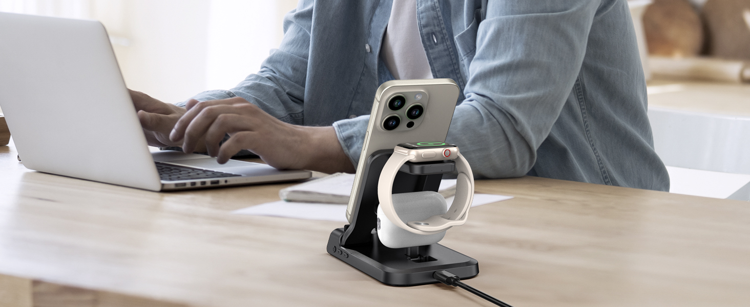 Зарядний стан для Apple SwanScout 701A: iPhone, Apple Watch, AirPods. Підходить для iPhone 6-17