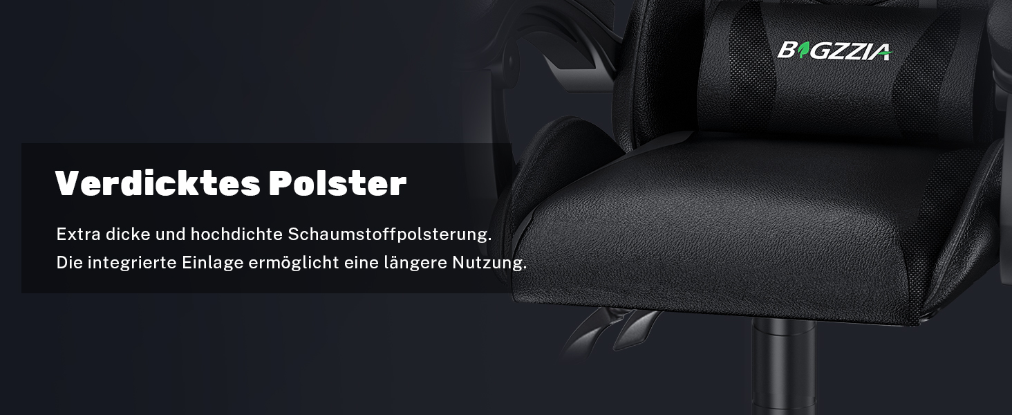 Геймерське крісло Racingreat Ergonomic: PC крісло для геймерів та офісу з регульованим кутом нахилу, PU шкіра, подушка під голову. Чорне.
