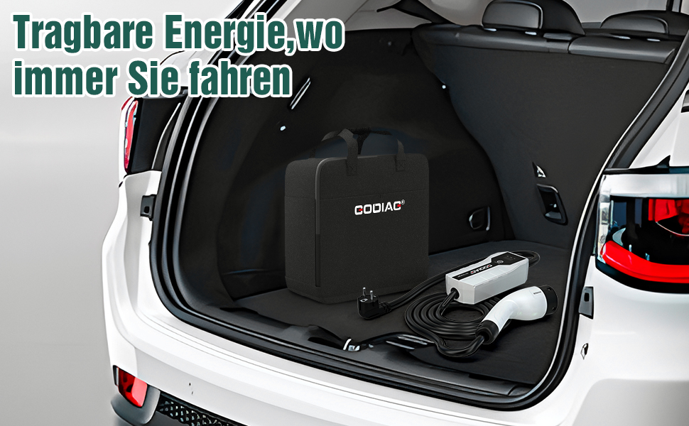 Кабель для зарядки електромобіля Type 2 (IEC 62196) 6м, 16A, EU Schuko - GODIAG. Водонепроникний (IP66) з сумкою