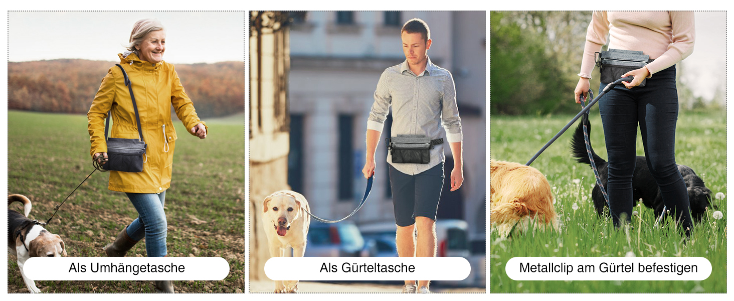 Сумка для ласощів для собак Brifit з магнітною застібкою, для тренувань, з регульованим шнурком, знімною внутрішньою кишенькою та дозатором для пакетів, 4 x 22 x 27 см