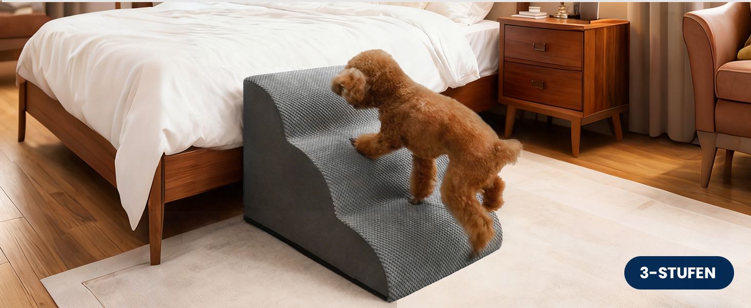 Сходинки для собак Mora Pets: зручні та безпечні для маленьких собак, 3 сходинки, 40 см, знімний, водостійкий чохол