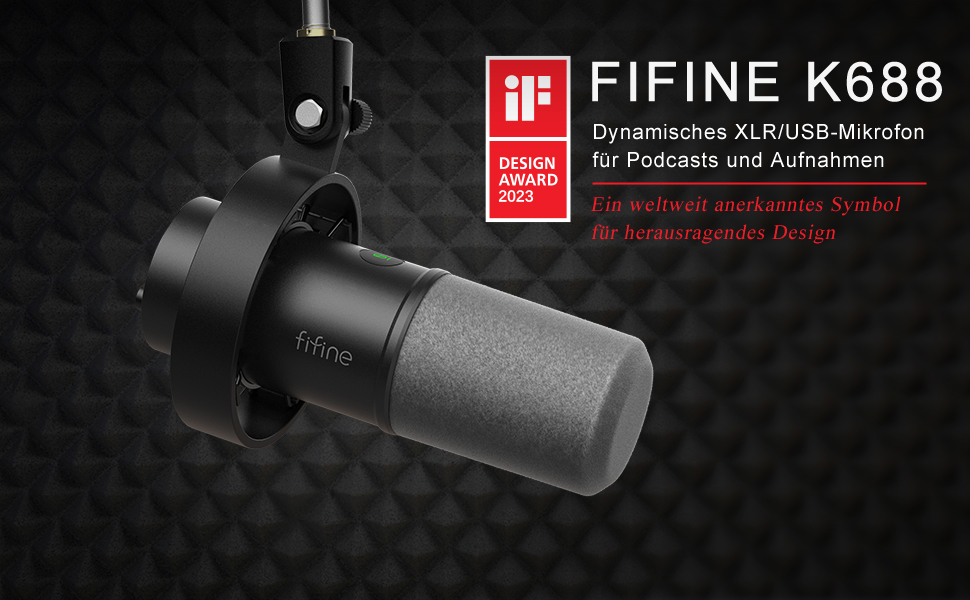FIFINE XLR мікрофон студійний динамічний USB, для стрімінгу, подкастів, геймінгу, PS4/5, Mac, мікшер, звукова карта, чорний