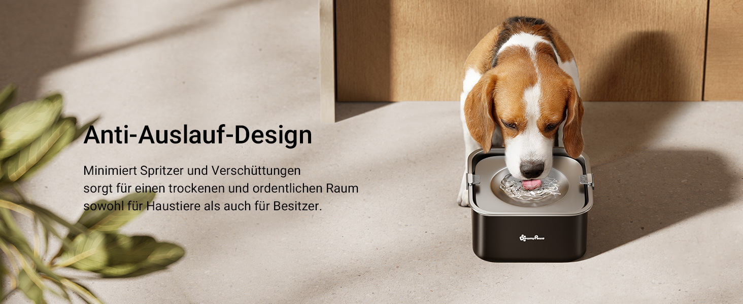 Миска для собак DownyPaws без облизування, 3L, з нержавіючої сталі 304, чорна. Запобігає розбризкуванню, підходить для дому та вулиці, зберігає чистоту.