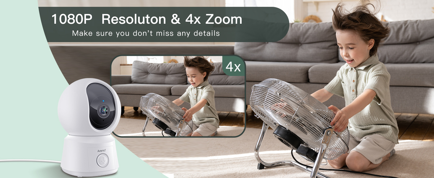 Дитячий відеомонітор Arenti з камерою та додатком, 5' дисплей, 1080P, PTZ, датчик температури, колискові, нічне бачення, 2-сторонній аудіо, VoX, автоматичне відстеження B2