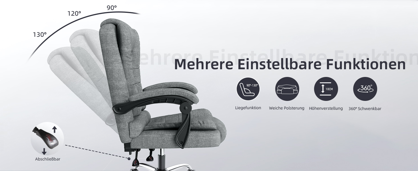 Офісне крісло для кухні/кабінету Chefsessel, ергономічне, з регулюванням висоти, нахилом спинки, обертається, темно-сірий, без підніжки