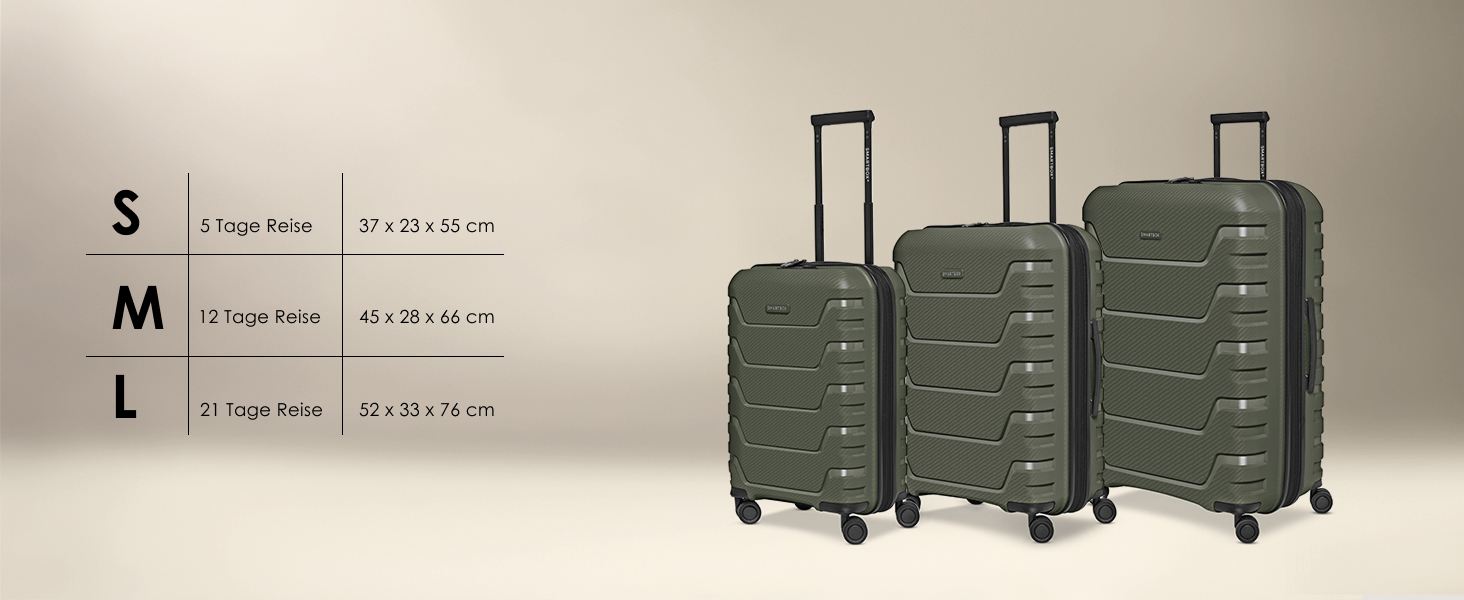 Чемодан тріумф SMARTBOX Olive L (76 см), розширюваний, 111-120 л, поліпропілен, 4 колеса, TSA-замок, 4.2 кг