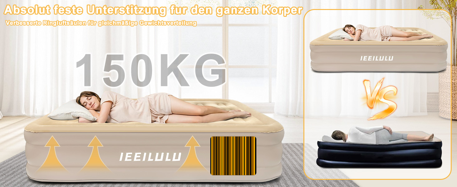 Надувний матрац самонадувний, односпальний з насосом та нічним світлом, 190 x 100 x 40 см, для дому та кемпінгу