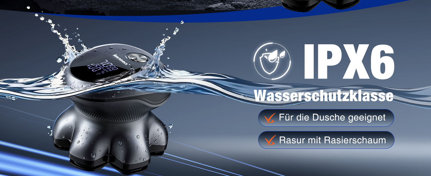 Електрична бритва для гоління голови Glatzen 7D Bold – професійна бритва для лисих, водонепроникна, з акумулятором Type-C, 2 режими, синя