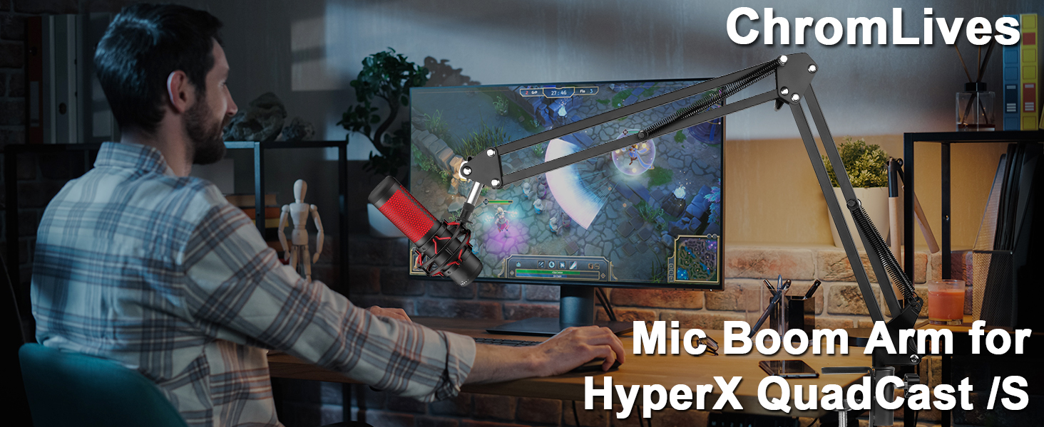 Підставка для мікрофона ChromLives Boom Arm - сумісна з HyperX QuadCast, Rode, Fifine, Blue Yeti, Razer Seiren V3 Mini - для геймінгу, стрімінгу та запису