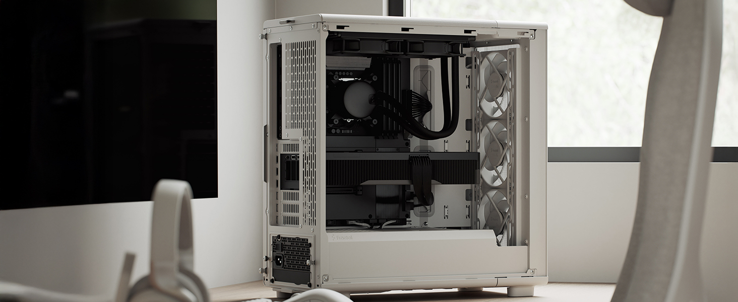 Комп'ютерний корпус Fractal Design Epoch Weiß з прозорою бічною панеллю з загартованого скла, Mesh-панель, 3 вентилятори Momentum 12, підтримка ATX/mATX/ITX