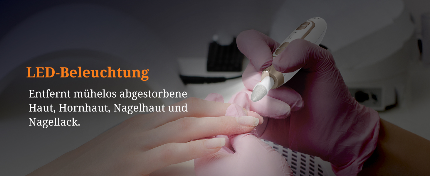 Електричний фрезер для ніг PELCAS з LCD дисплеєм: професійний набір для манікюру та педикюру, акумуляторний, для товстих нігтів та кутикули, біле золото