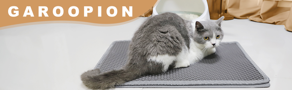 Килимок для котячого туалету Garoopion Katzenklo Matte, 90x76 см, EVA, стільниковий, сірий, двошаровий