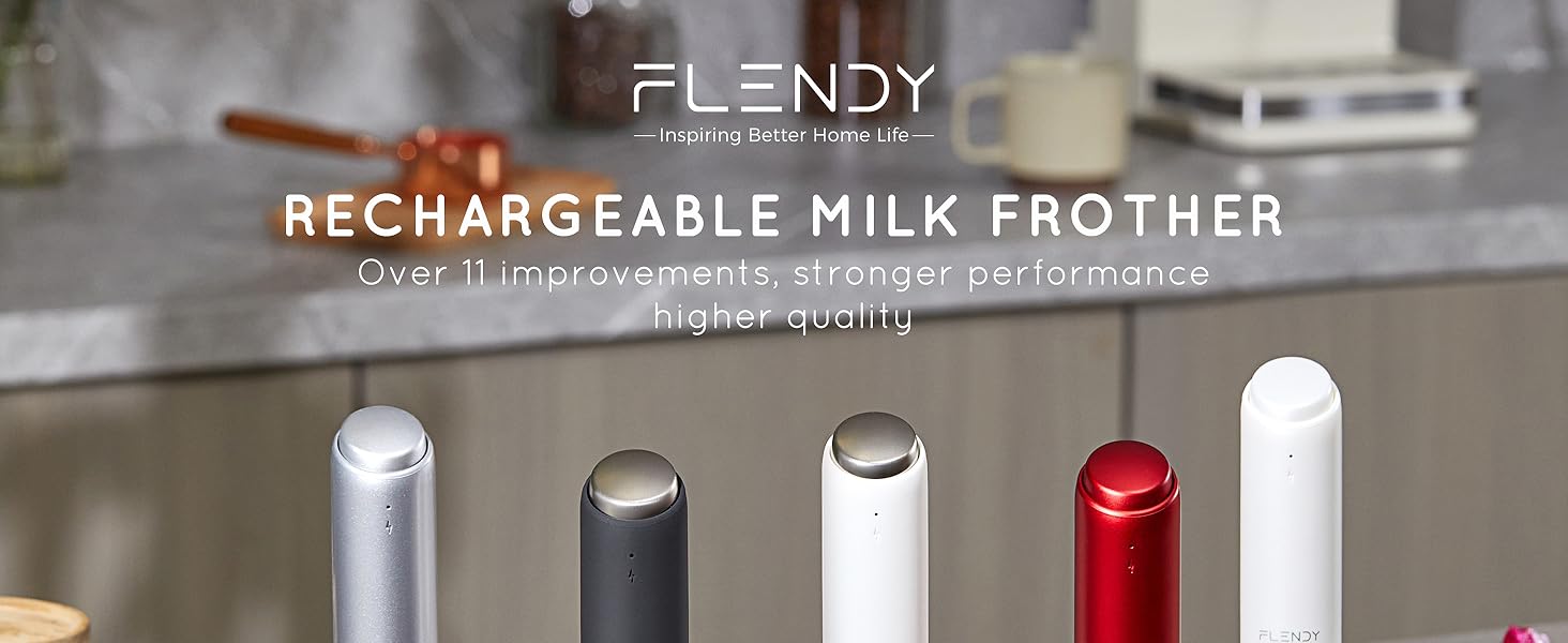 Електричний портативний піноутворювач для молока Flendy з USB-C, для кави, матча, протеїнових коктейлів, подвійний вінчик